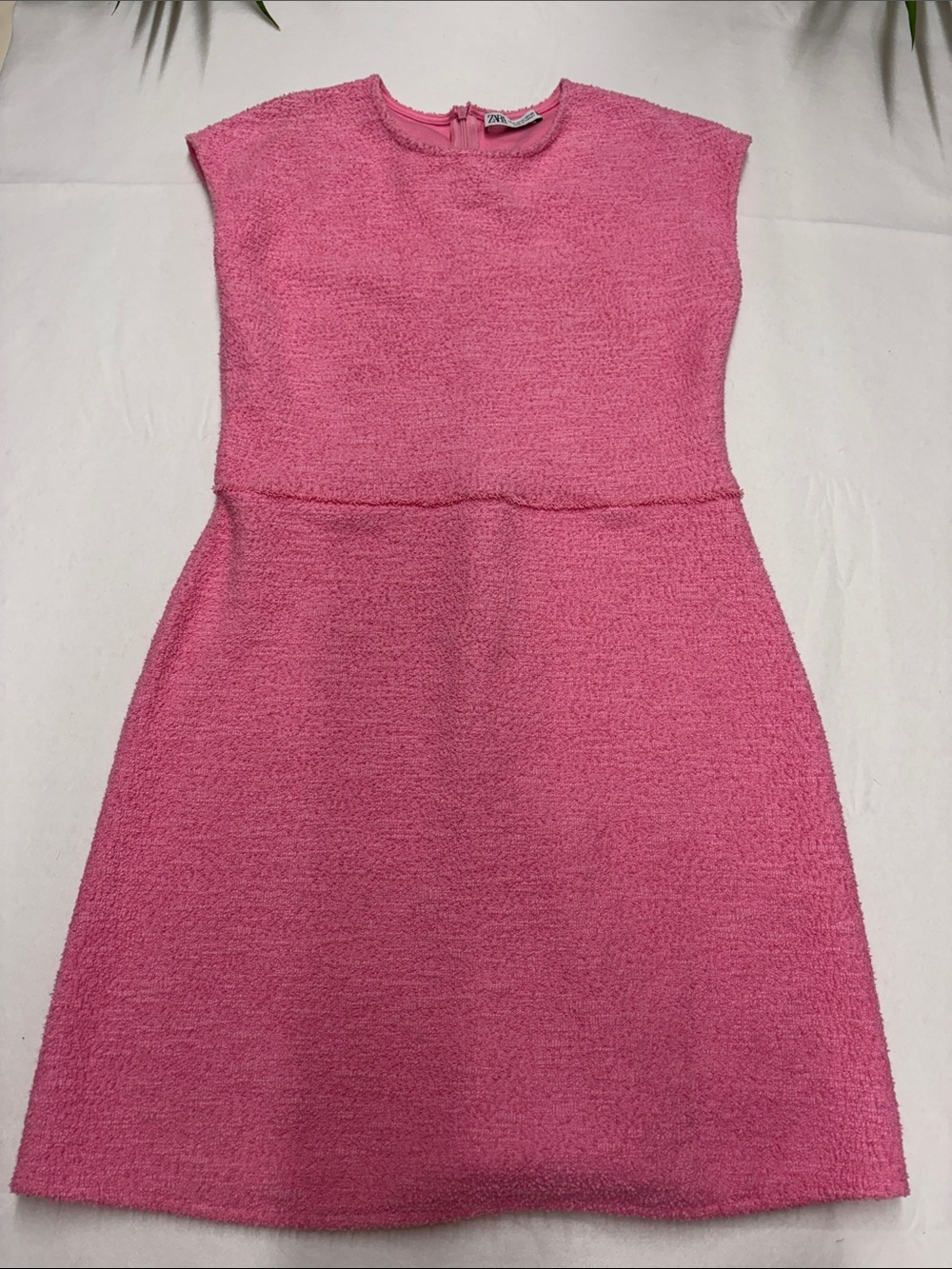 Zara Bright Pink 💖 Boucle’ Textured Mini Dress SzM